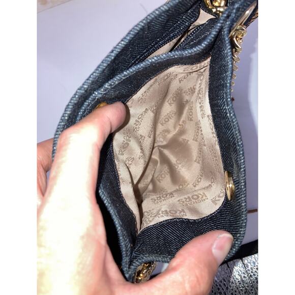 MICHAEL KORS SMALL DENIUM AND BROWN LEATHER SHOULDER BAG - Picture 10 of 10